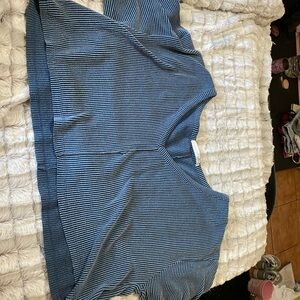 Altard state oversized top off shoulder blue ribbed
